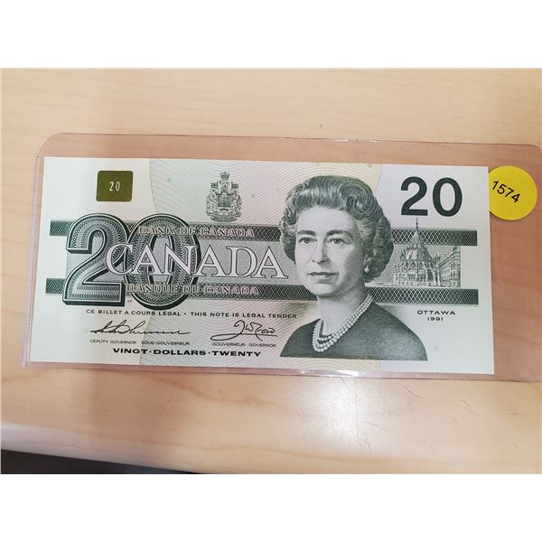 1991 Canadian Twenty Dollar Bill