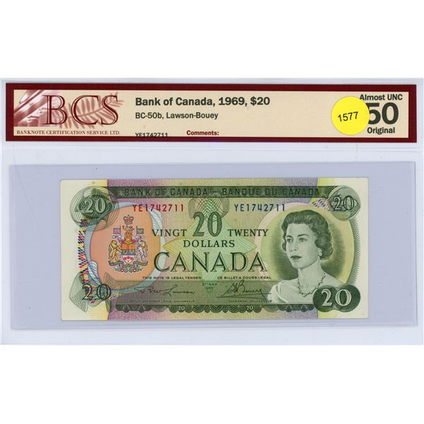 1969 BCS Graded Canadian Twenty Dollar Bill