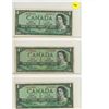Image 1 : Sheet of 3 1954 Canadian One Dollar Bills