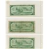 Image 2 : Sheet of 3 1954 Canadian One Dollar Bills