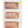 Image 1 : Sheet of 3 1974 Canadian Two Dollar Bills