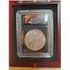Image 1 : 1921D US Morgan Silver Dollar in Mahogany Display Case