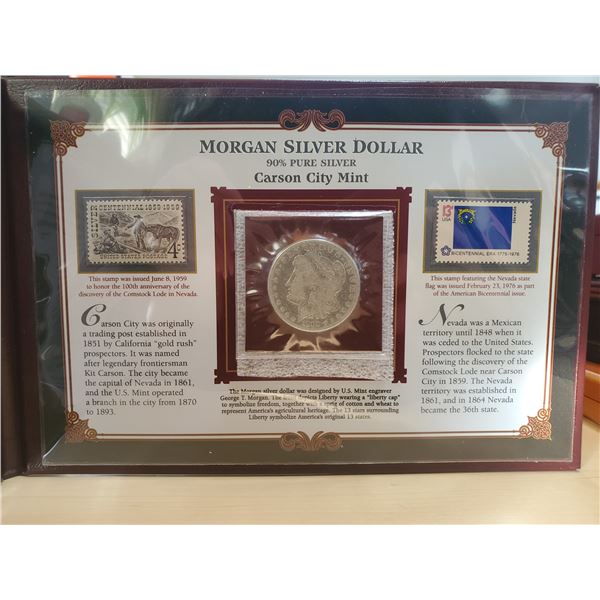 1890CC Carson City Mint Morgan Silver Dollar in Display Book