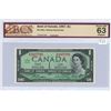 Image 1 : 1967 Bank of Canada $1.00 one dollar bill - BCS Choice UNC 63 Original