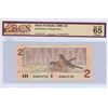 Image 2 : 1986 Bank of Canada $2.00 two dollar bill - BCS Gem UNC 65
