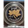 Image 2 : 2012 Canada 1¢ one cent silver, Selectively Gold Plated, Large, UHC CCCS PF-69