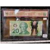 Image 1 : 2012 Bank of Canada $20.00 twenty dollar bill - BCS Almost UNC 50 *3 digit radar*