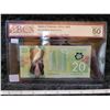 Image 2 : 2012 Bank of Canada $20.00 twenty dollar bill - BCS Almost UNC 50 *3 digit radar*