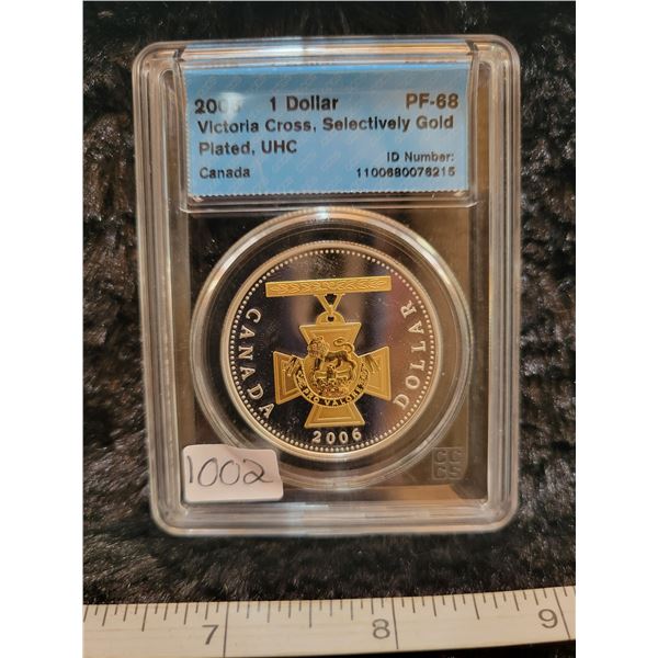 2006 Canada one dollar $1.00 coin 'Victoria Cross, Selectively Gold Plated' UHC CCCS PF-68