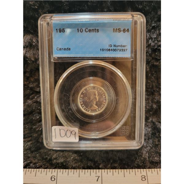 1957 Canada 10¢ ten cents CCCS MS-64