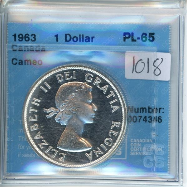 1963 Canada 1 dollar 'cameo' CCCS  PL-65