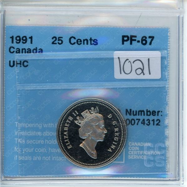 1991 Canada 25 cents 25¢ UHC CCCS PF-67