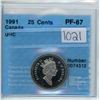 Image 1 : 1991 Canada 25 cents 25¢ UHC CCCS PF-67