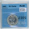 Image 1 : 1962 Canada 25 cents 25¢ CCCS PL-65