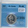 Image 1 : 1967 Canada 25 cents 25¢ CCCS PL-65