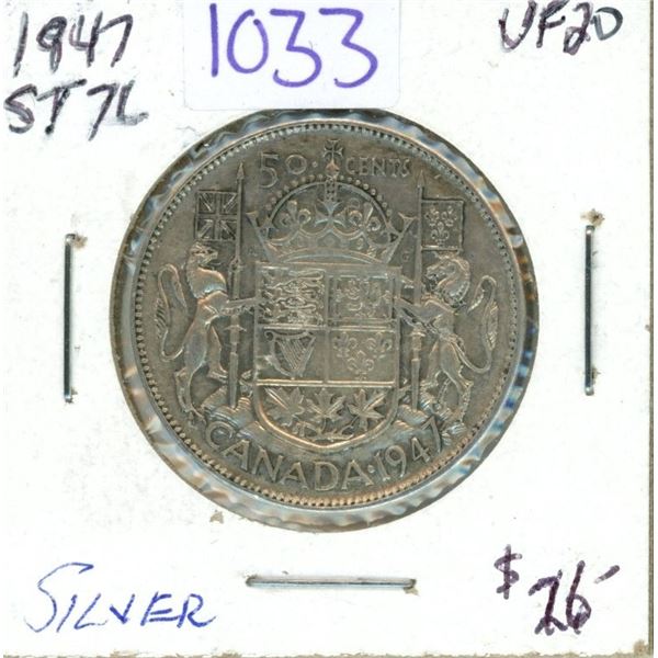 1947 50¢ silver coin VF-20