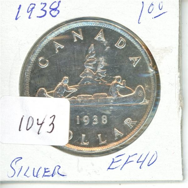 1938 silver dollar $1.00 EF-40