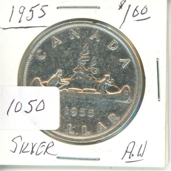 1955 silver dollar $1.00 AU