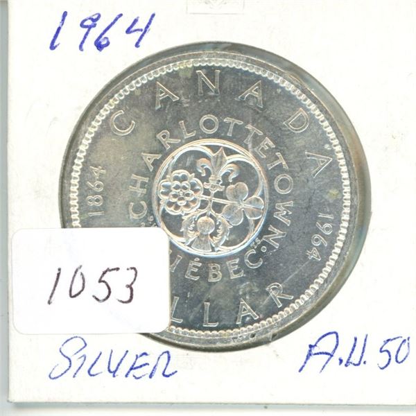 1964 silver dollar $1.00 AU-50