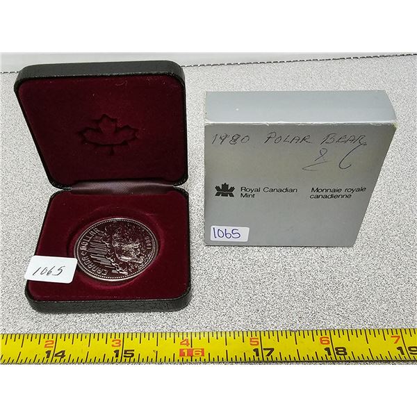 1980 $1 Silver Coin in RCM Box & Outer Cover UNC Polar Bear