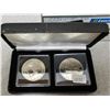 Image 2 : 2 Silver Dollar 1973 RCMP & 1981 T.C.R.R in Nobile Quadrum UNC 2 Case & Outer Cover