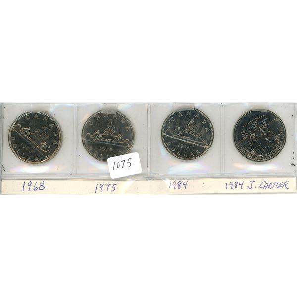 4 - Nickel $1 Cons 1968,1975,1984 & J.Cartier 1984 UNC