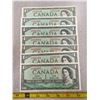 Image 2 : 8 - 1954 - $1 Bank Of Canada Bills UNC