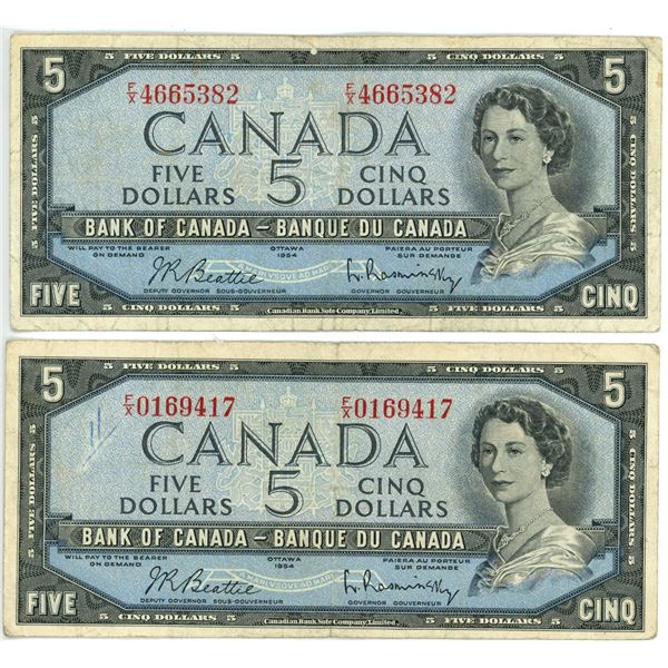 2 - 1954 $5 Bank Of Canada UNC