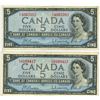 Image 1 : 2 - 1954 $5 Bank Of Canada UNC