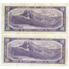 Image 2 : 2 - 1954 $10 Bank Of Canada Bills UNC