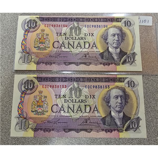 2 - 1971 $10 Bill UNC Sequence Numbered