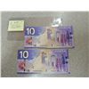 Image 2 : 2 - 2004 $10 Bill UNC Sequence Numbered