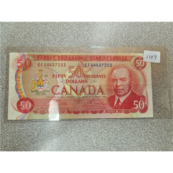 1 - 1975 $50 RCMP Bill A.U