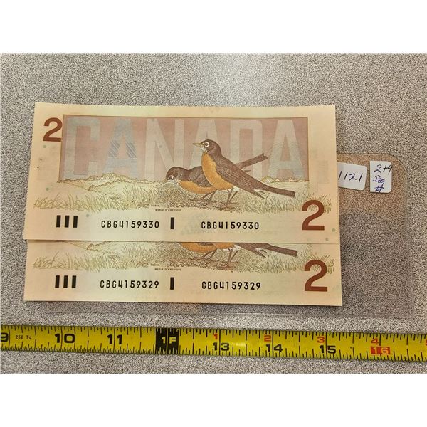 2 - 1986 $2 Bill UNC Sequence numbers