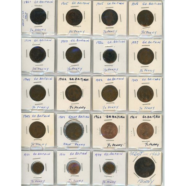 Page of Great Britain Half-Pennies 1861-1974
