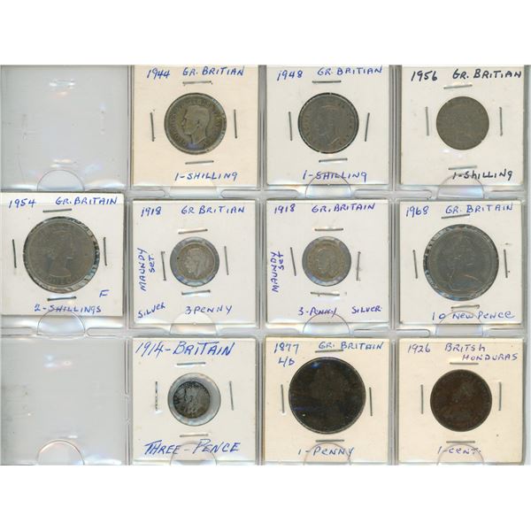 Page of Great Britain Assorted Coins 1877-1968