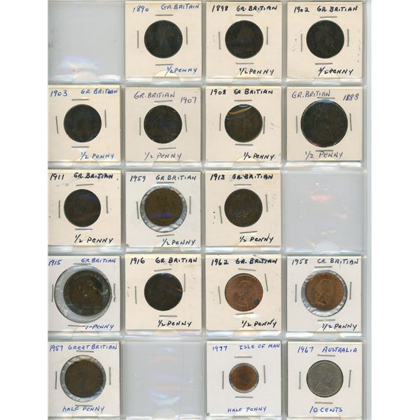 Page of Great Britain Assorted Coins 1888-1977