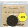 Image 1 : 1891 LL LD Obv 3 VF30 ICCS Graded Canadian Large Cent Coin