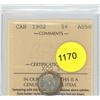 Image 1 : 1902 AU50 ICCS Graded Canadian Silver Five Cent Coin