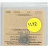 Image 1 : 1906 VF30 ICCS Graded Canadian Silver Five Cent Coin