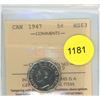 Image 1 : 1947 MS63 ICCS Graded Canadian Five Cent Coin