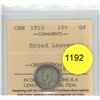 Image 1 : 1913 Broad Leaves G4 ICCS Graded Canadian Ten Cent Coin