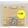 Image 1 : 1940 MS62 ICCS Graded Canadian Ten Cent Coin