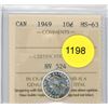 Image 1 : 1949 MS63 ICCS Graded Canadian Ten Cent Coin