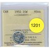 Image 1 : 1952 MS64 ICCS Graded Canadian Ten Cent Coin