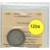Image 1 : 1858 VG8 ICCS Graded Canadian Twenty Cent Coin