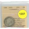 Image 1 : 1891 G4 ICCS Graded Canadian Twenty-Five Cent Coin