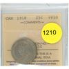 Image 1 : 1918 VF30 ICCS Graded Canadian Twenty-Five Cent Coin