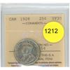 Image 1 : 1928 VF30 ICCS Graded Canadian Twenty-Five Cent Coin