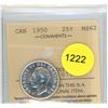 Image 1 : 1950 MS62 ICCS Graded Canadian Twenty-Five Cent Coin